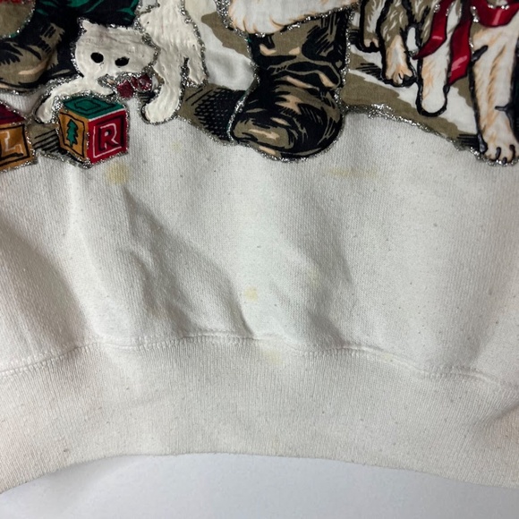 Vintage Old Fashioned Santa Claus Glitter Puffy Paint Sweatshirt - Picture 6 of 9